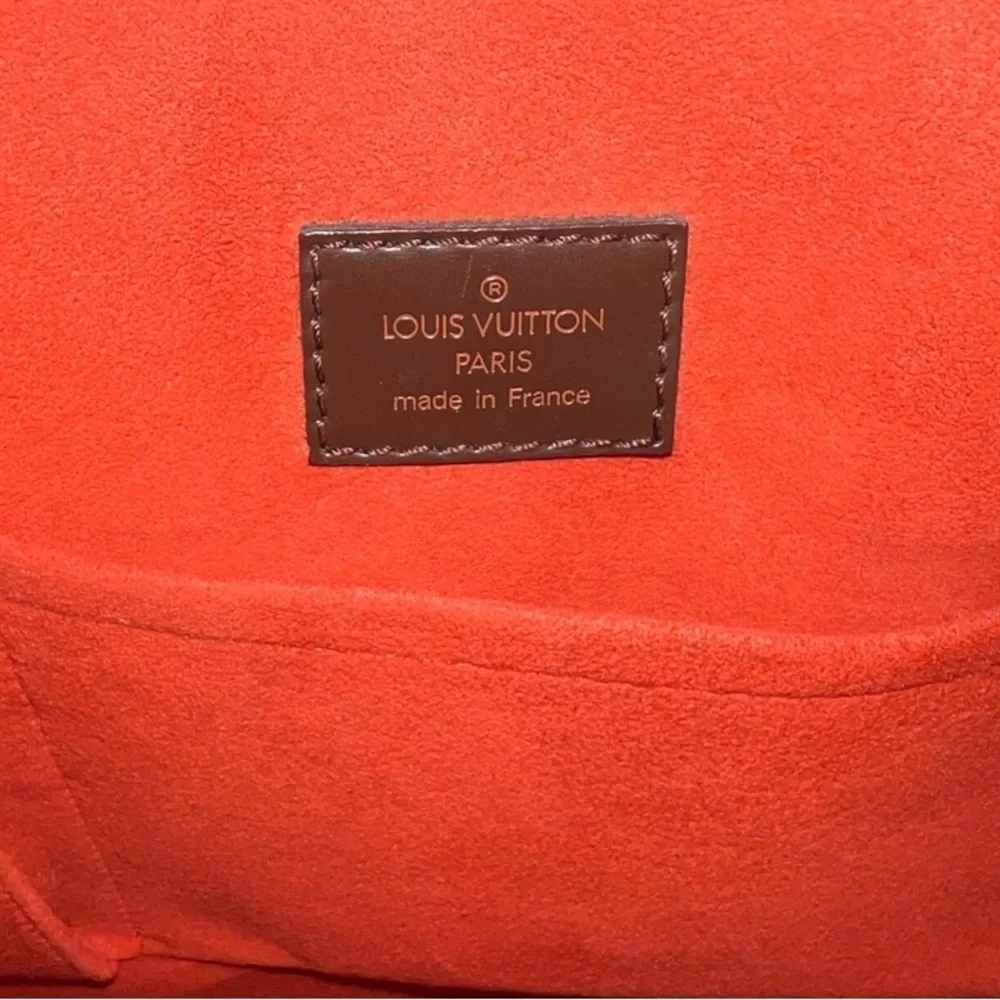 EUC Louis Vuitton Authentic Damier Ebene Sac Plat Tote Handbag COA Neutral Brown